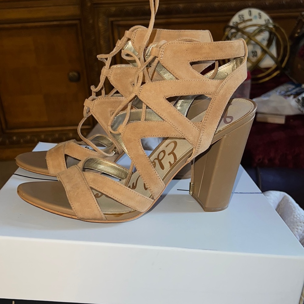 Sam Edelman Tan tie up heels